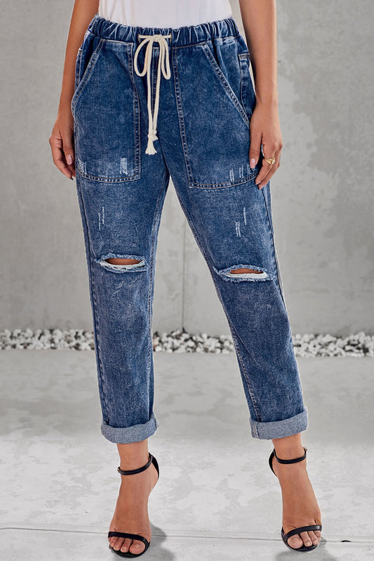 Drawstring Denim Joggers