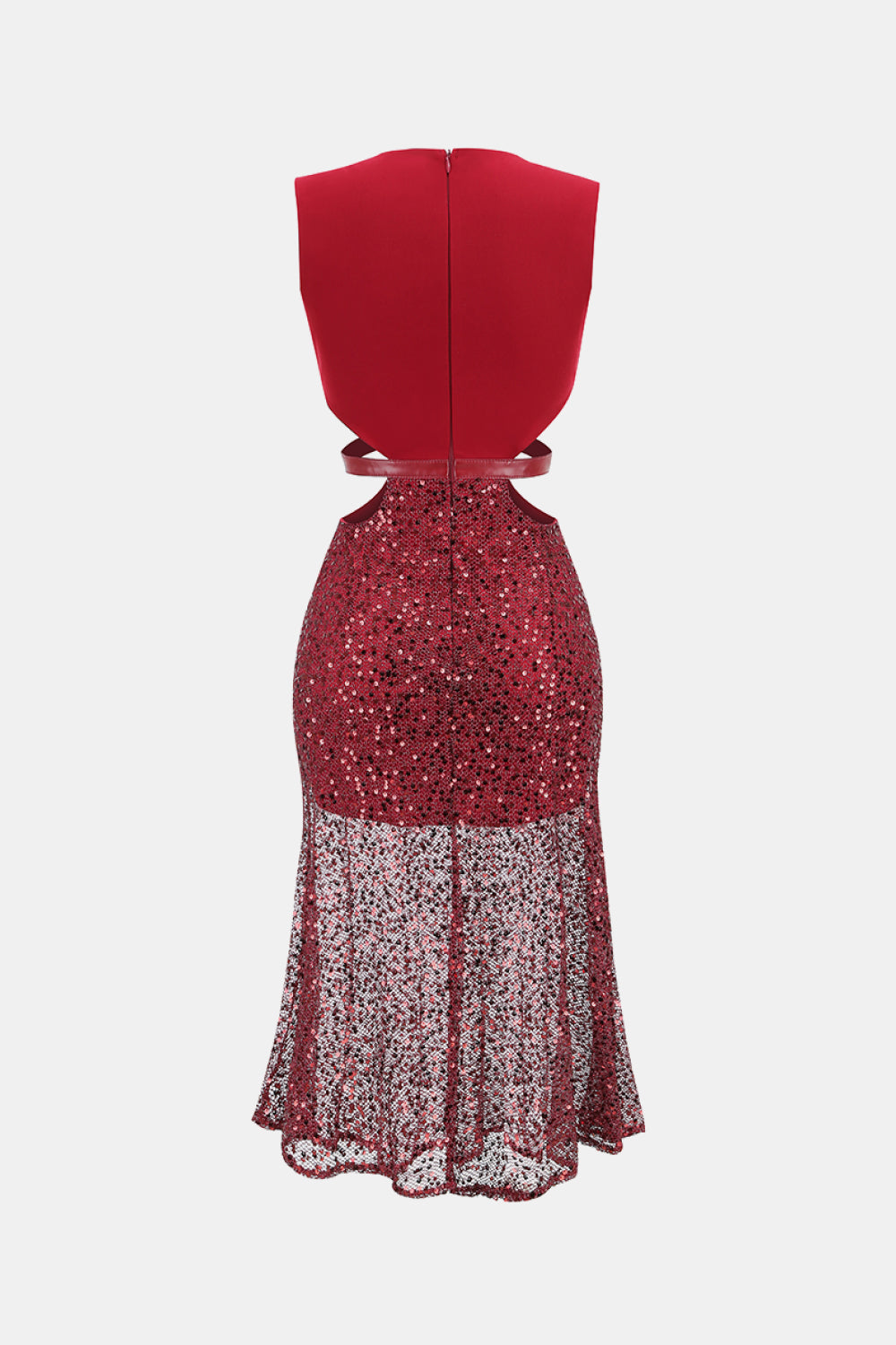 Sequin Cutout Plunge Spliced Mesh Dress