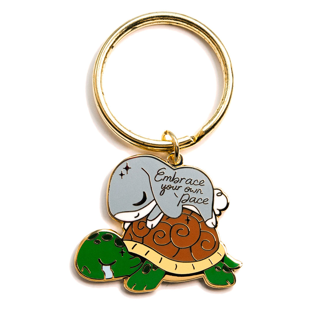 Rabbit & Turtle Enamel Keychain