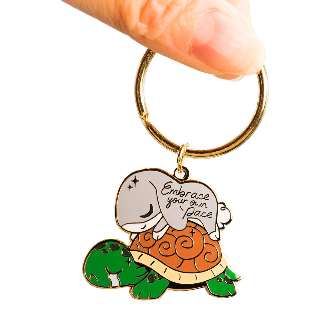 Rabbit & Turtle Enamel Keychain