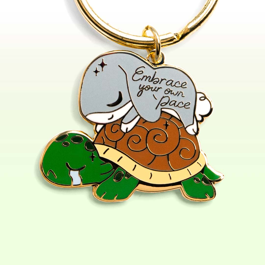 Rabbit & Turtle Enamel Keychain