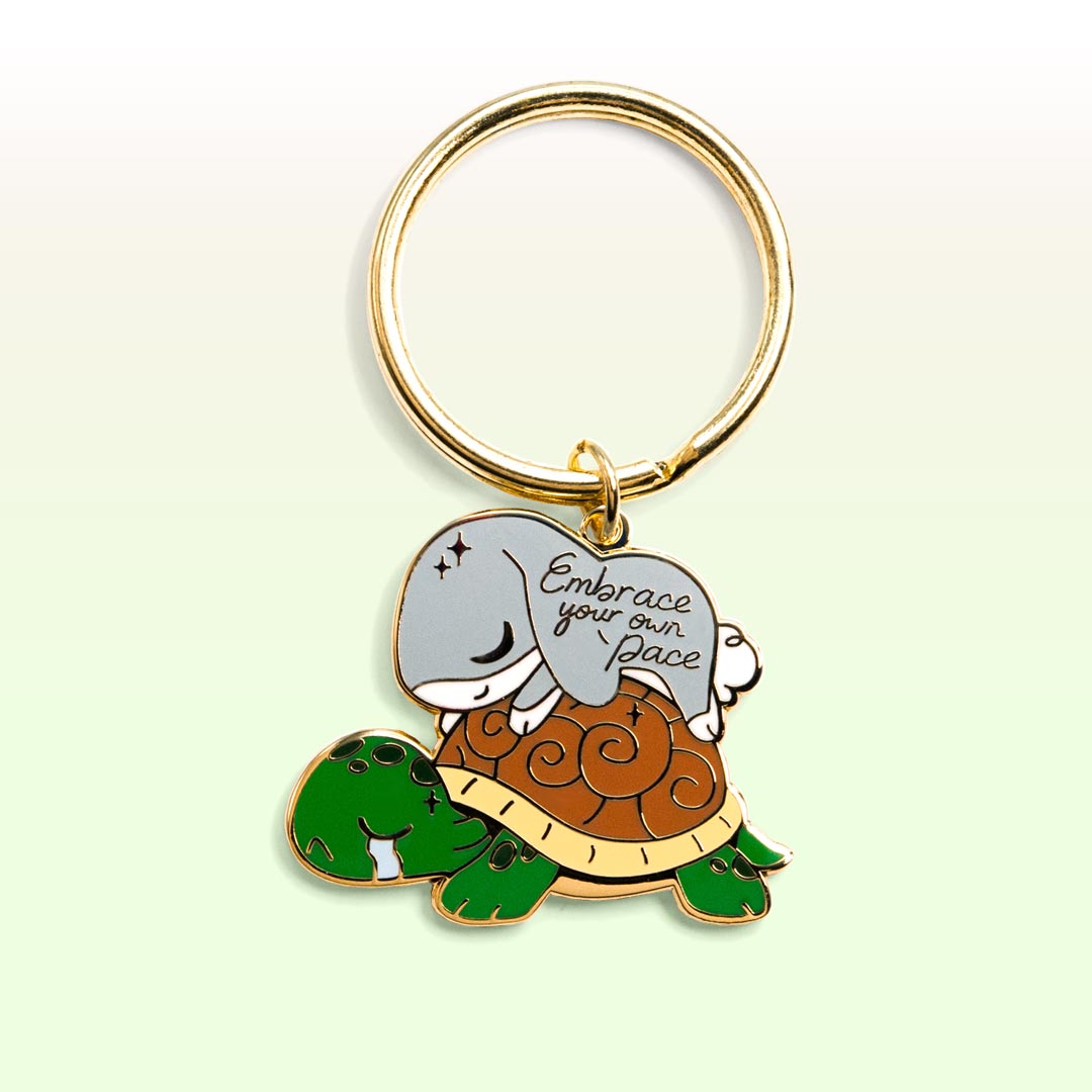 Rabbit & Turtle Enamel Keychain