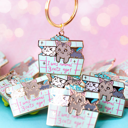 I Was Normal 3 Cats Ago (Domestic Shorthair Cat) Keychain