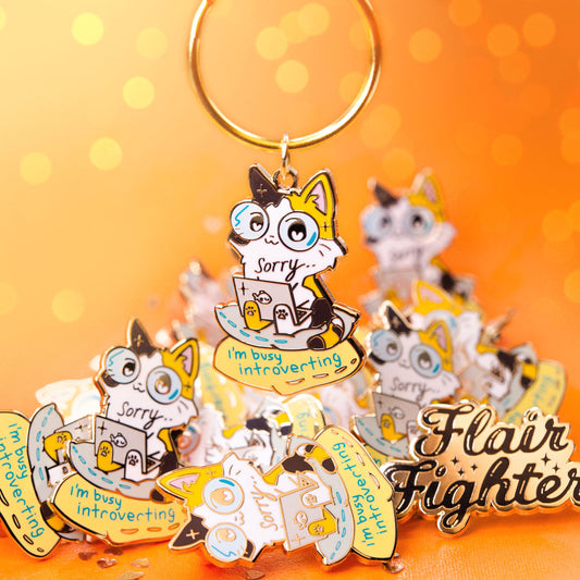 Sorry I'm Busy Introverting (Calico Cat) Keychain