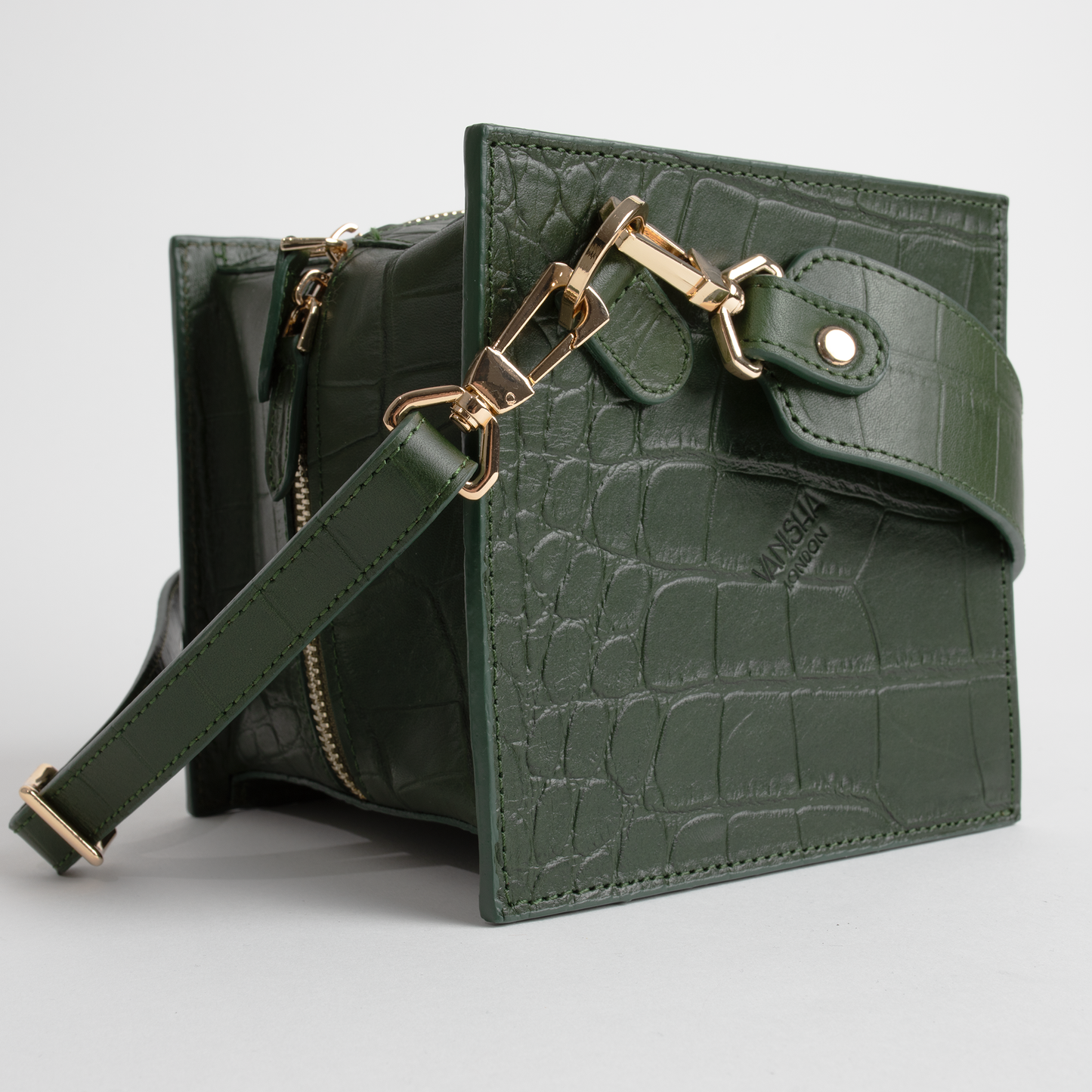 Lola bag in pine green crocodile print