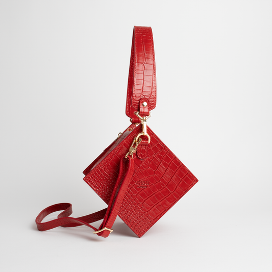 Lola bag in ruby red crocodile print