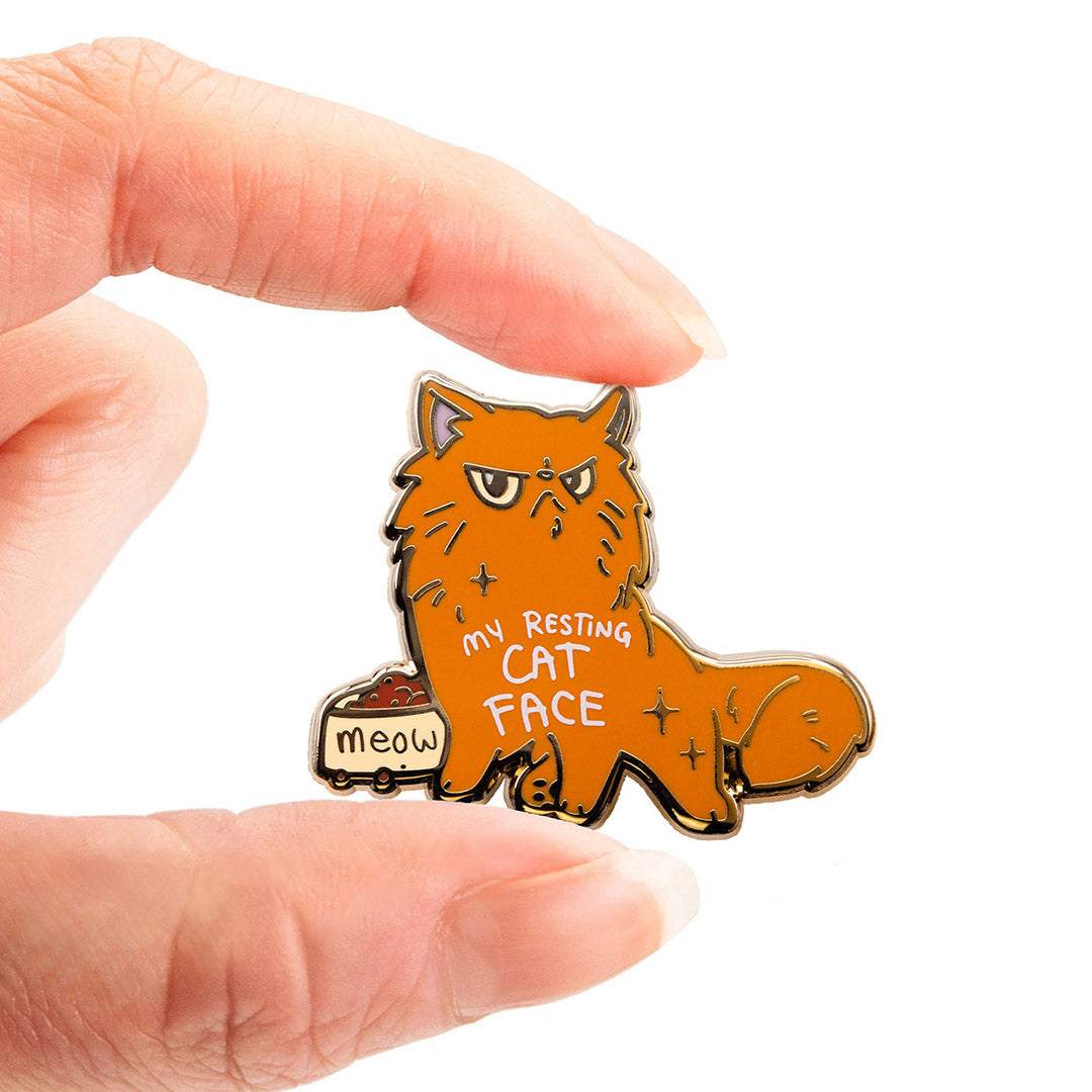 My Resting Cat Face (Persian Cat) Enamel Pin + Keychain + Vinyl Sticker BUNDLE [3 PCS]