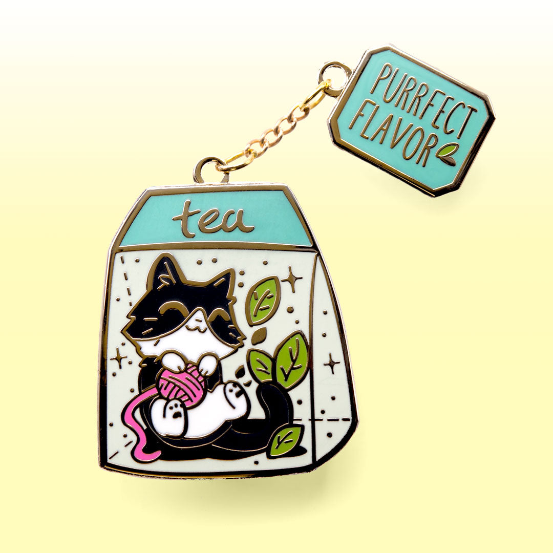 Purrfect Flavor Tea (Tuxedo Cat) Enamel Pin