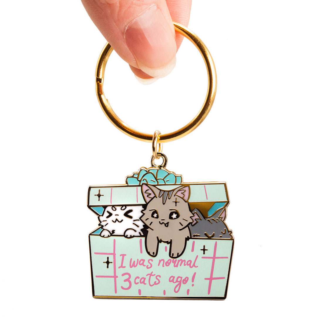 I Was Normal 3 Cats Ago (Domestic Shorthair Cat) Keychain