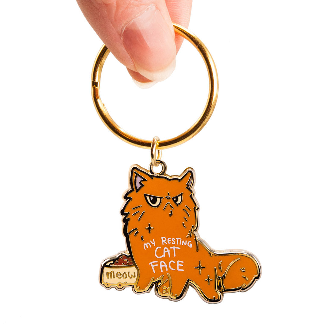 My Resting Cat Face (Persian Cat) Enamel Pin + Keychain + Vinyl Sticker BUNDLE [3 PCS]