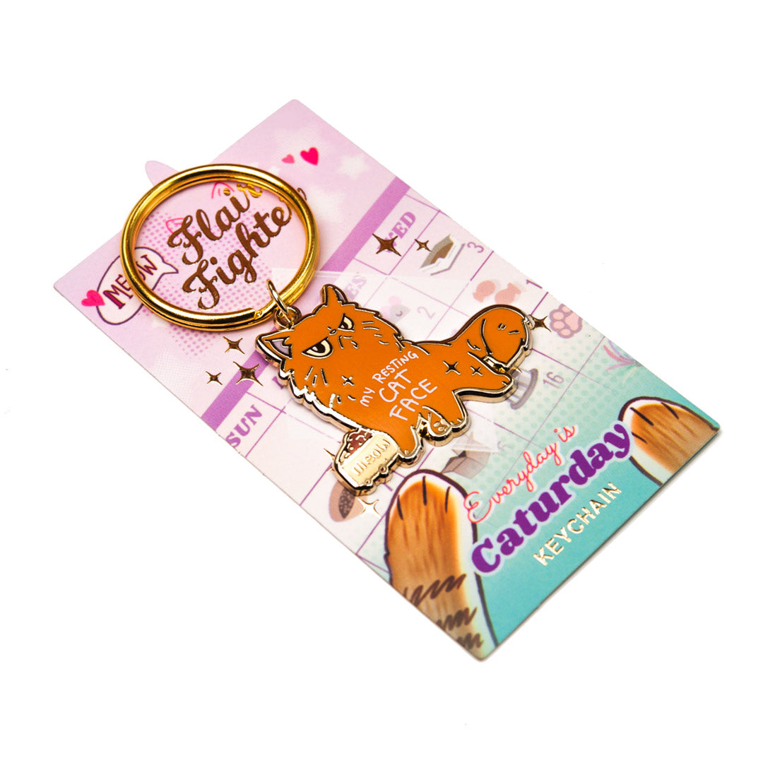 My Resting Cat Face (Persian Cat) Enamel Pin + Keychain + Vinyl Sticker BUNDLE [3 PCS]