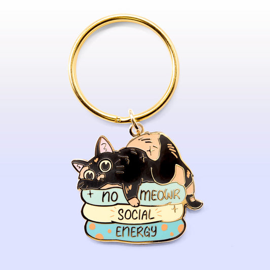 No Meowr Social Energy (Tortoiseshell Cat) Keychain