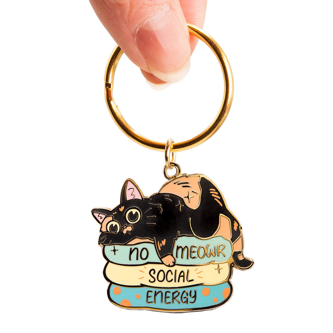 No Meowr Social Energy (Tortoiseshell Cat) Keychain