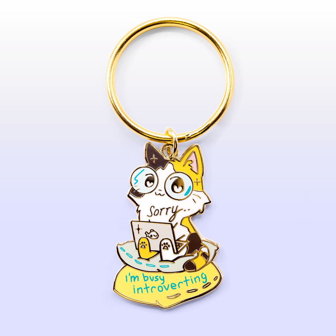 Sorry I'm Busy Introverting (Calico Cat) Keychain