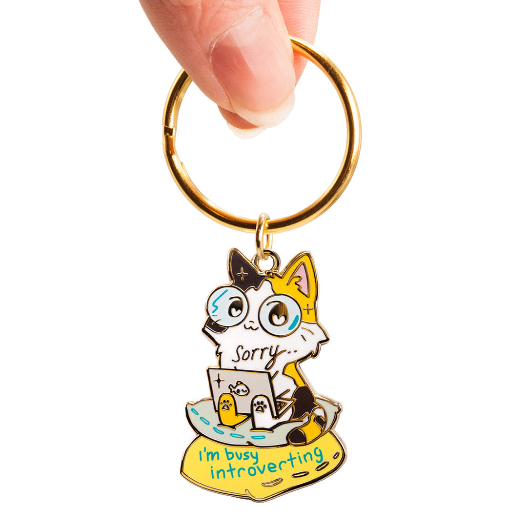 Sorry I'm Busy Introverting (Calico Cat) Keychain