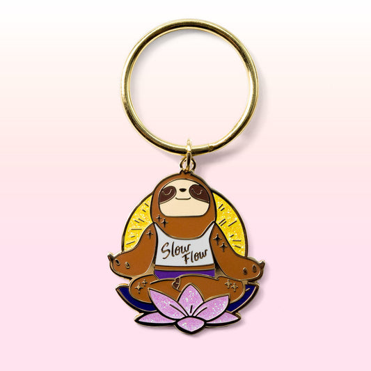 Slow Flow Yoga Meditation Sloth Enamel Keychain