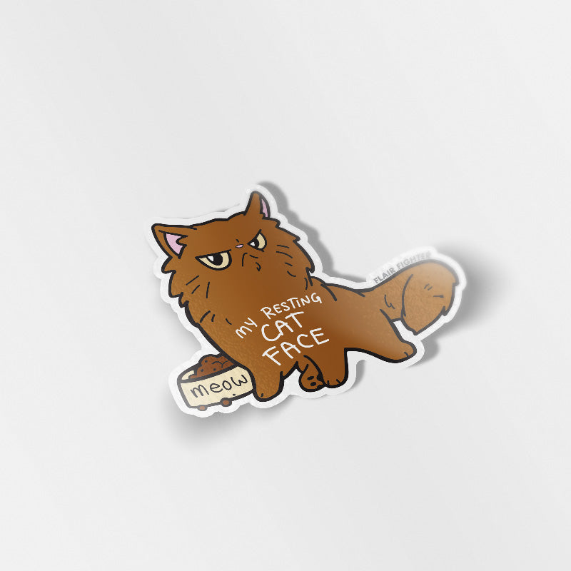 My Resting Cat Face (Persian Cat) Enamel Pin + Keychain + Vinyl Sticker BUNDLE [3 PCS]