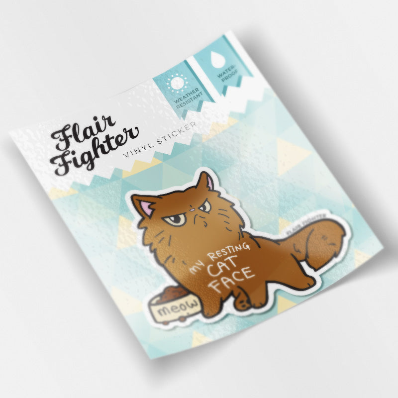 My Resting Cat Face (Persian Cat) Enamel Pin + Keychain + Vinyl Sticker BUNDLE [3 PCS]